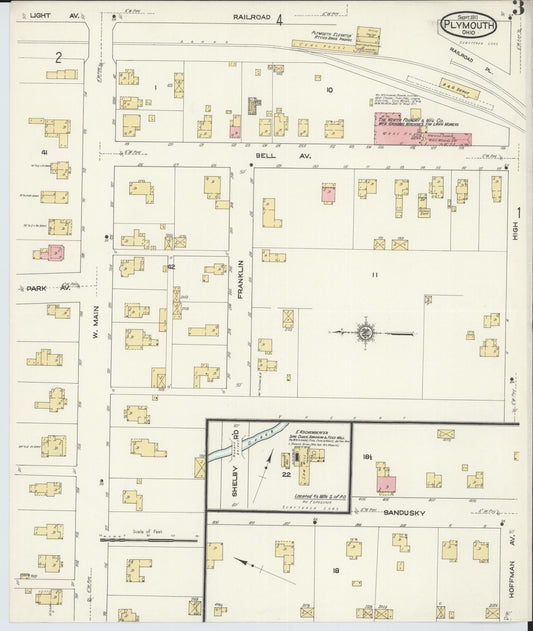 Sanborn Fire Insurance Map from Plymouth, Huron And Richland Counties, Ohio (1911), Sheet #0003 - Historic Sanborn Fire Insurance Map Print, vintage old map wall art, antique decor, genealogy gift, Ohio Ohio map