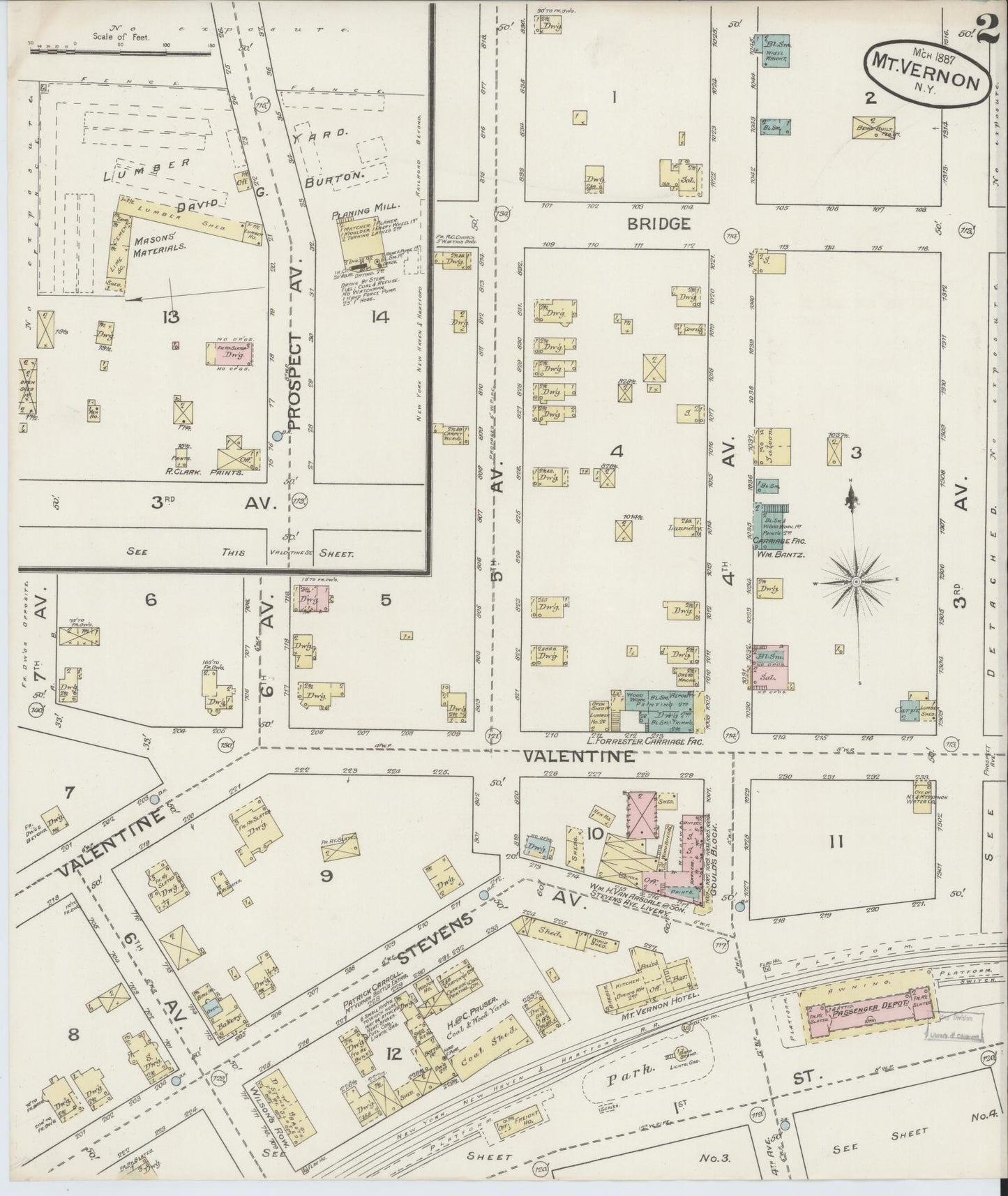 Sanborn Fire Insurance Map from Mount Vernon, Westchester County, New York (1887), Sheet #0002 - Complete Map Set gallery image, historic Sanborn map, vintage wall art, New York New York