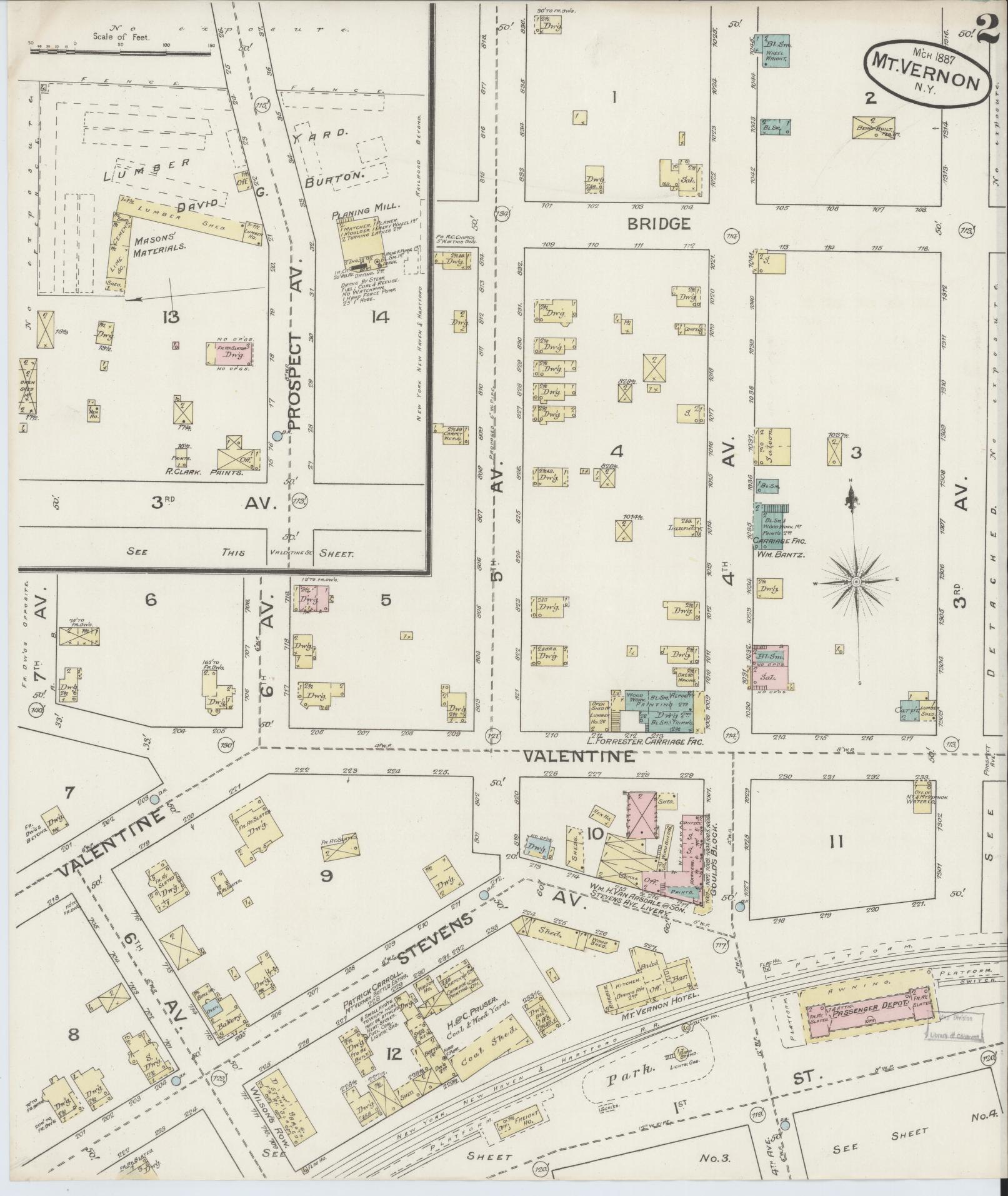 Sanborn Fire Insurance Map from Mount Vernon, Westchester County, New York (1887), Sheet #0002 - Complete Map Set gallery image, historic Sanborn map, vintage wall art, New York New York