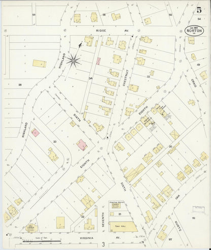 Sanborn Fire Insurance Map from Norton, Independent Cities, Virginia (1908), Sheet #0005 - Complete Map Set gallery image, historic Sanborn map, vintage wall art, Virginia Virginia