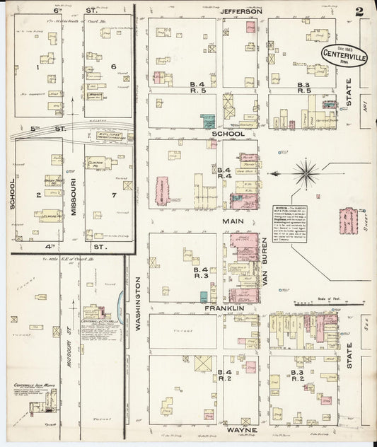 Sanborn Fire Insurance Map from Centerville, Appanoose County, Iowa (1883), Sheet #0002 - Historic Sanborn Fire Insurance Map Print, vintage old map wall art