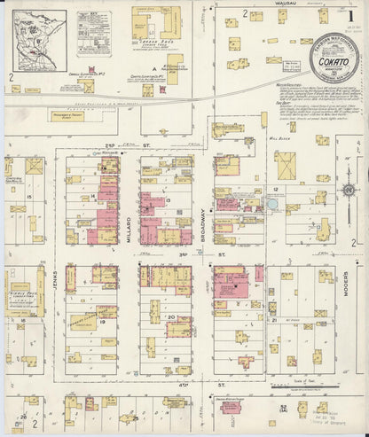 Sanborn Fire Insurance Map from Cokato, Wright County, Minnesota (1917), Sheet #0001 - Complete Map Set gallery image, historic Sanborn map, vintage wall art, Minnesota Minnesota