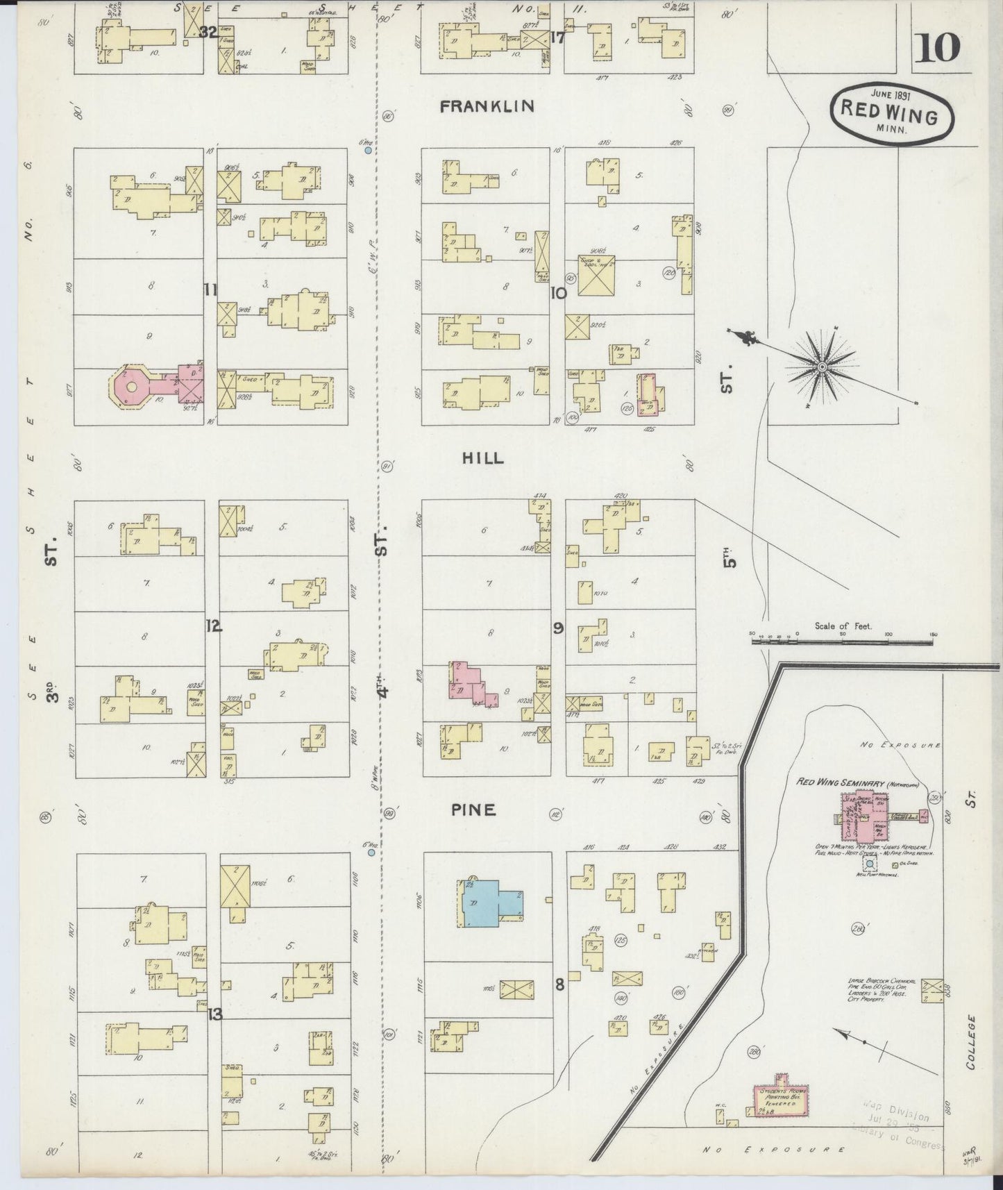 Sanborn Fire Insurance Map from Red Wing, Goodhue County, Minnesota (1891), Sheet #0010 - Complete Map Set gallery image, historic Sanborn map, vintage wall art, Minnesota Minnesota