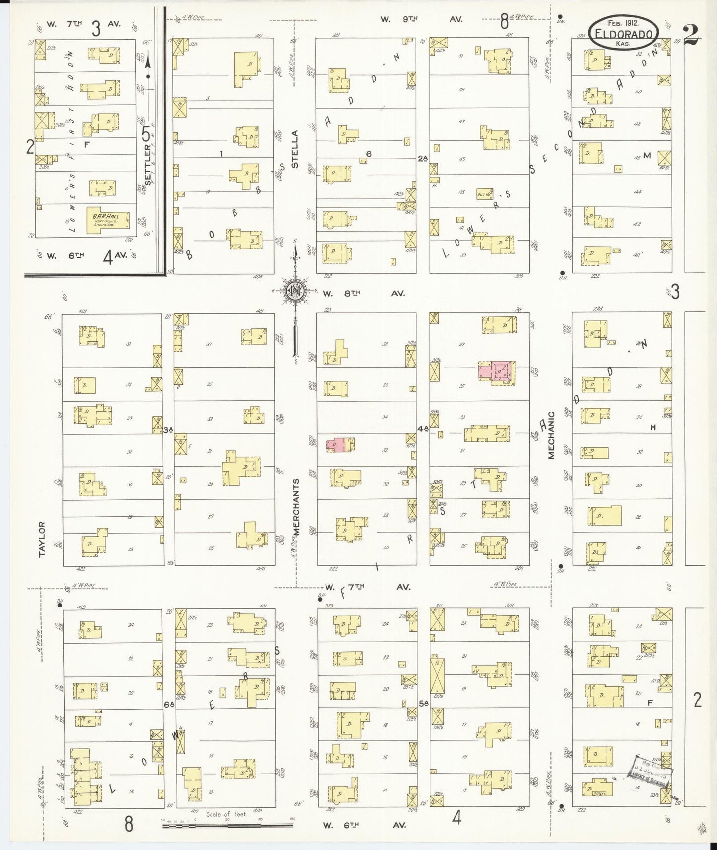 Sanborn Fire Insurance Map from El Dorado, Butler County, Kansas (1912), Sheet #0002 - Historic Sanborn Fire Insurance Map Print, vintage old map wall art, antique decor, genealogy gift, Kansas Kansas map