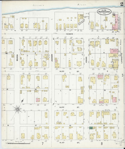 Sanborn Fire Insurance Map from Beardstown, Cass County, Illinois (1906), Sheet #0002 - Historic Sanborn Fire Insurance Map Print, vintage old map wall art, antique decor, genealogy gift, Illinois Illinois map