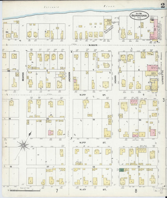 Sanborn Fire Insurance Map from Beardstown, Cass County, Illinois (1906), Sheet #0002 - Historic Sanborn Fire Insurance Map Print, vintage old map wall art, antique decor, genealogy gift, Illinois Illinois map