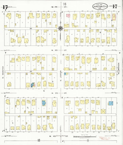 Sanborn Fire Insurance Map from Junction City, Geary County, Kansas (1925), Sheet #0017 - Complete Map Set gallery image, historic Sanborn map, vintage wall art, Kansas Kansas