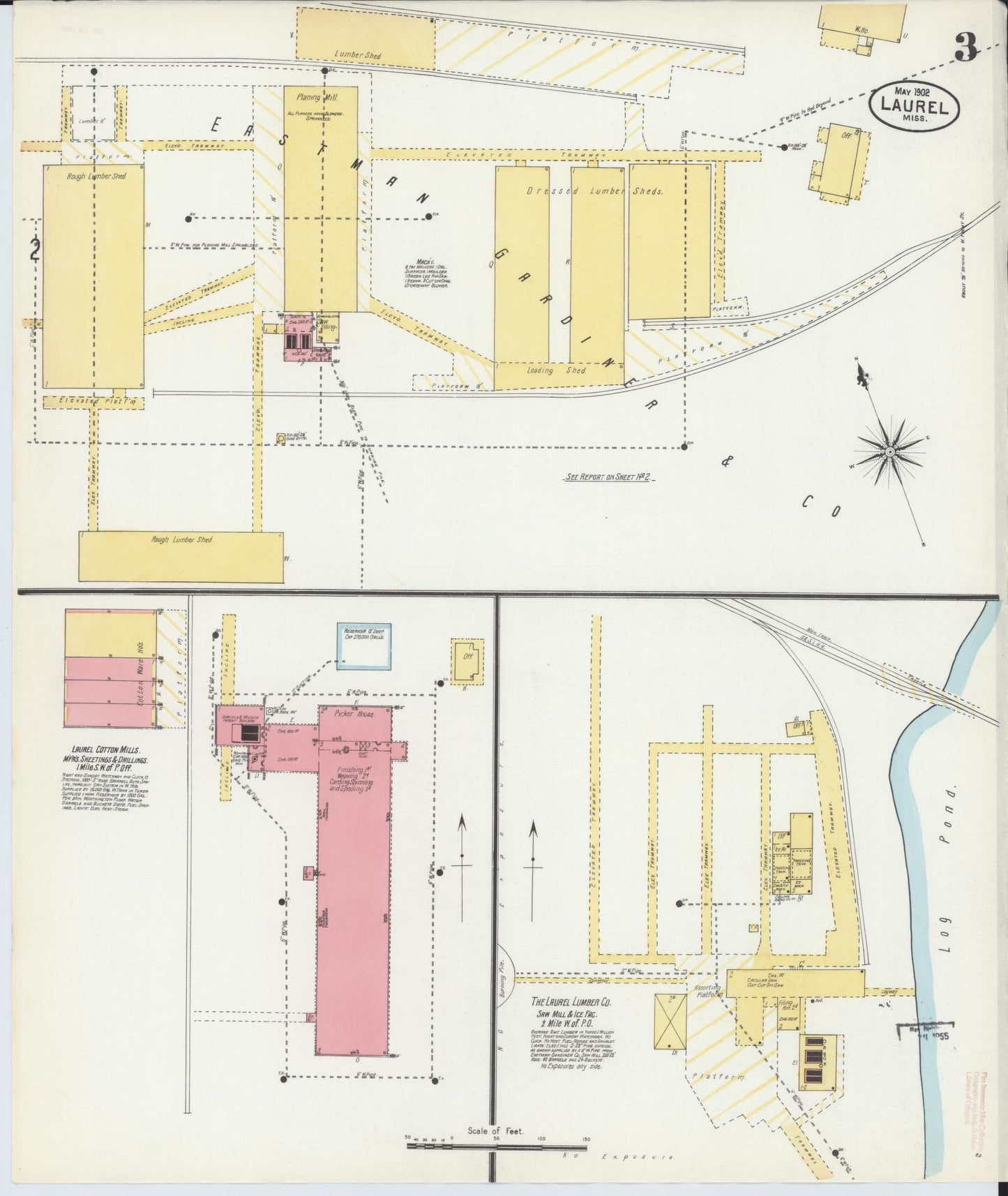 Sanborn Fire Insurance Map from Laurel, Jones County, Mississippi (1902), Sheet #0003 - Historic Sanborn Fire Insurance Map Print, vintage old map wall art, antique decor, genealogy gift, Mississippi Mississippi map