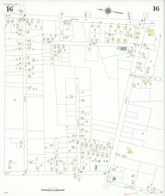 Sanborn Fire Insurance Map from Whitman, Plymouth County, Massachusetts (1939), Sheet #0016 - Historic Sanborn Fire Insurance Map Print, vintage old map wall art, antique decor, genealogy gift, Massachusetts Massachusetts map