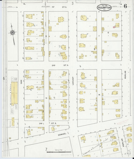 Sanborn Fire Insurance Map from Assumption, Christian County, Illinois (1916), Sheet #0006 - Historic Sanborn Fire Insurance Map Print, vintage old map wall art, antique decor, genealogy gift, Illinois Illinois map
