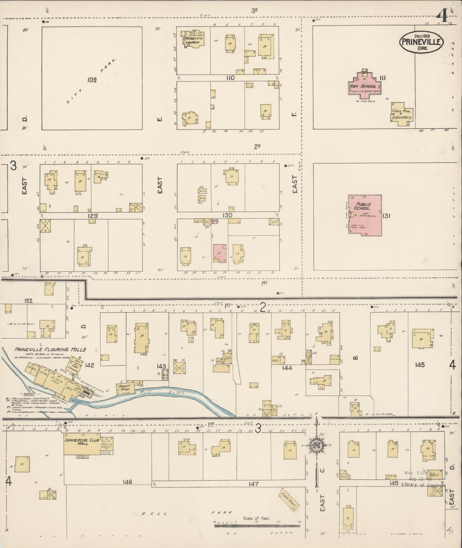 Sanborn Fire Insurance Map from Prineville, Crook County, Oregon (1913), Sheet #0004 - Complete Map Set gallery image, historic Sanborn map, vintage wall art, Oregon Oregon