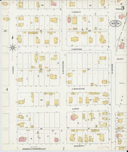Sanborn Fire Insurance Map from Macon, Macon County, Missouri (1902), Sheet #0003 - Historic Sanborn Fire Insurance Map Print, vintage old map wall art, antique decor, genealogy gift, Missouri Missouri map