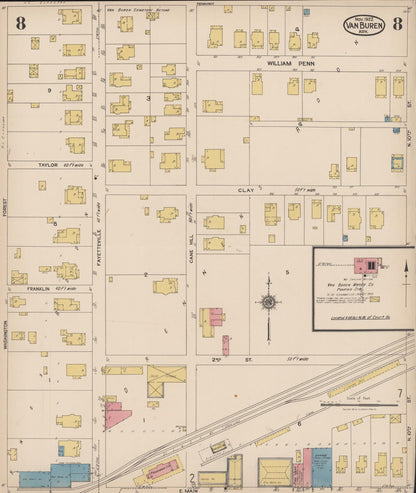 Sanborn Fire Insurance Map from Van Buren, Crawford County, Arkansas (1922), Sheet #0008 - Complete Map Set gallery image, historic Sanborn map, vintage wall art, Arkansas Arkansas