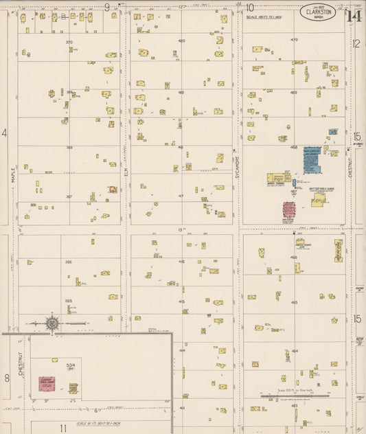 Sanborn Fire Insurance Map from Clarkston, Asotin County, Washington (1922), Sheet #0014 - Historic Sanborn Fire Insurance Map Print, vintage old map wall art, antique decor, genealogy gift, Washington Washington map