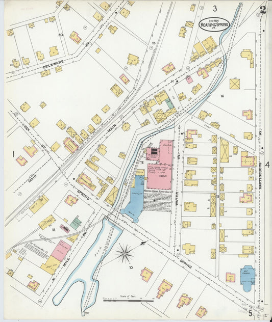 Sanborn Fire Insurance Map from Roaring Spring, Blair County, Pennsylvania (1904), Sheet #0002 - Historic Sanborn Fire Insurance Map Print, vintage old map wall art, antique decor, genealogy gift, Pennsylvania Pennsylvania map