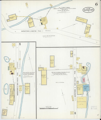 Sanborn Fire Insurance Map from Bardstown, Nelson County, Kentucky (1905), Sheet #0006 - Complete Map Set gallery image, historic Sanborn map, vintage wall art, Kentucky Kentucky