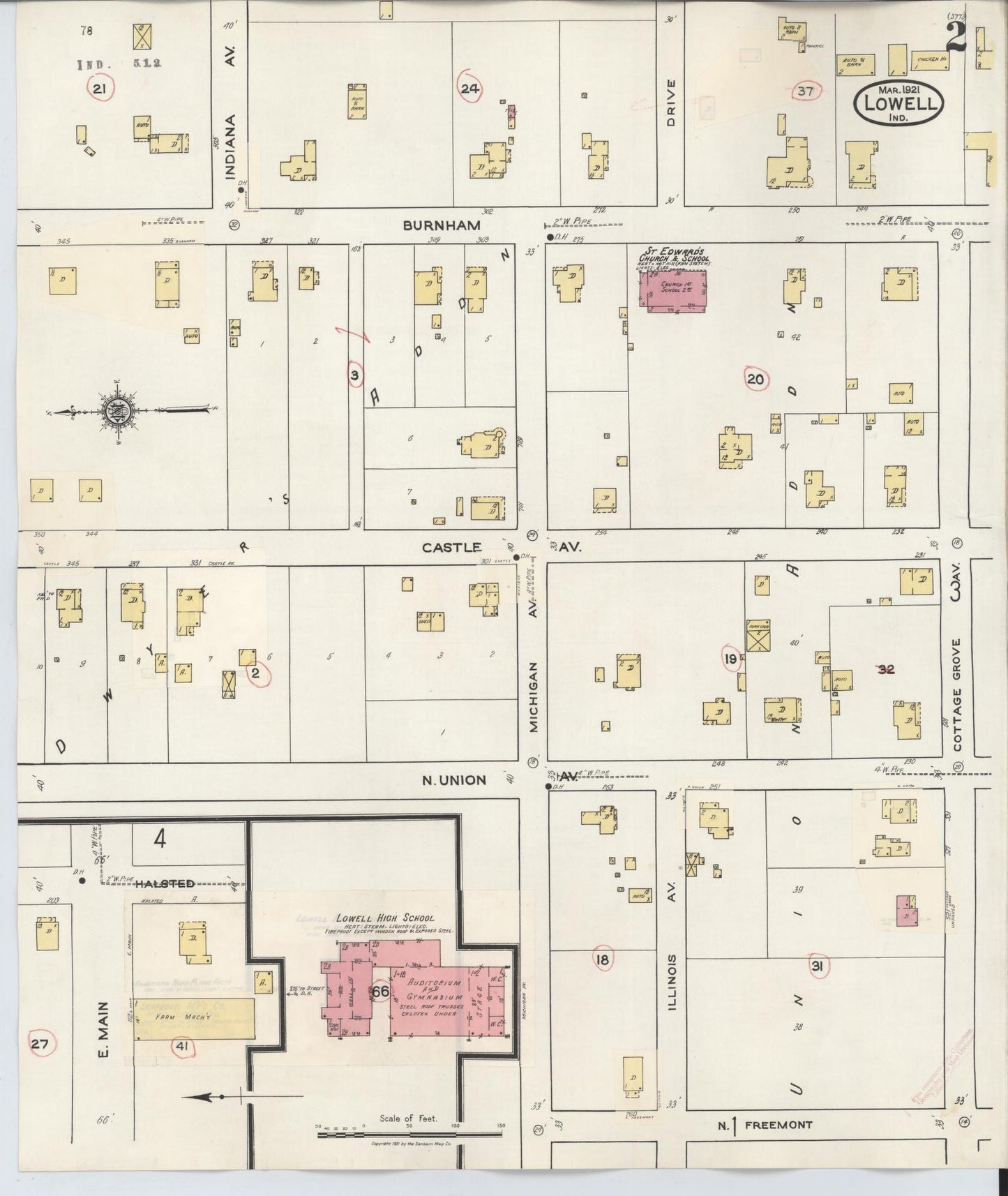 Sanborn Fire Insurance Map from Lowell, Lake County, Indiana (1942), Sheet #0002 - Complete Map Set gallery image, historic Sanborn map, vintage wall art, Indiana Indiana