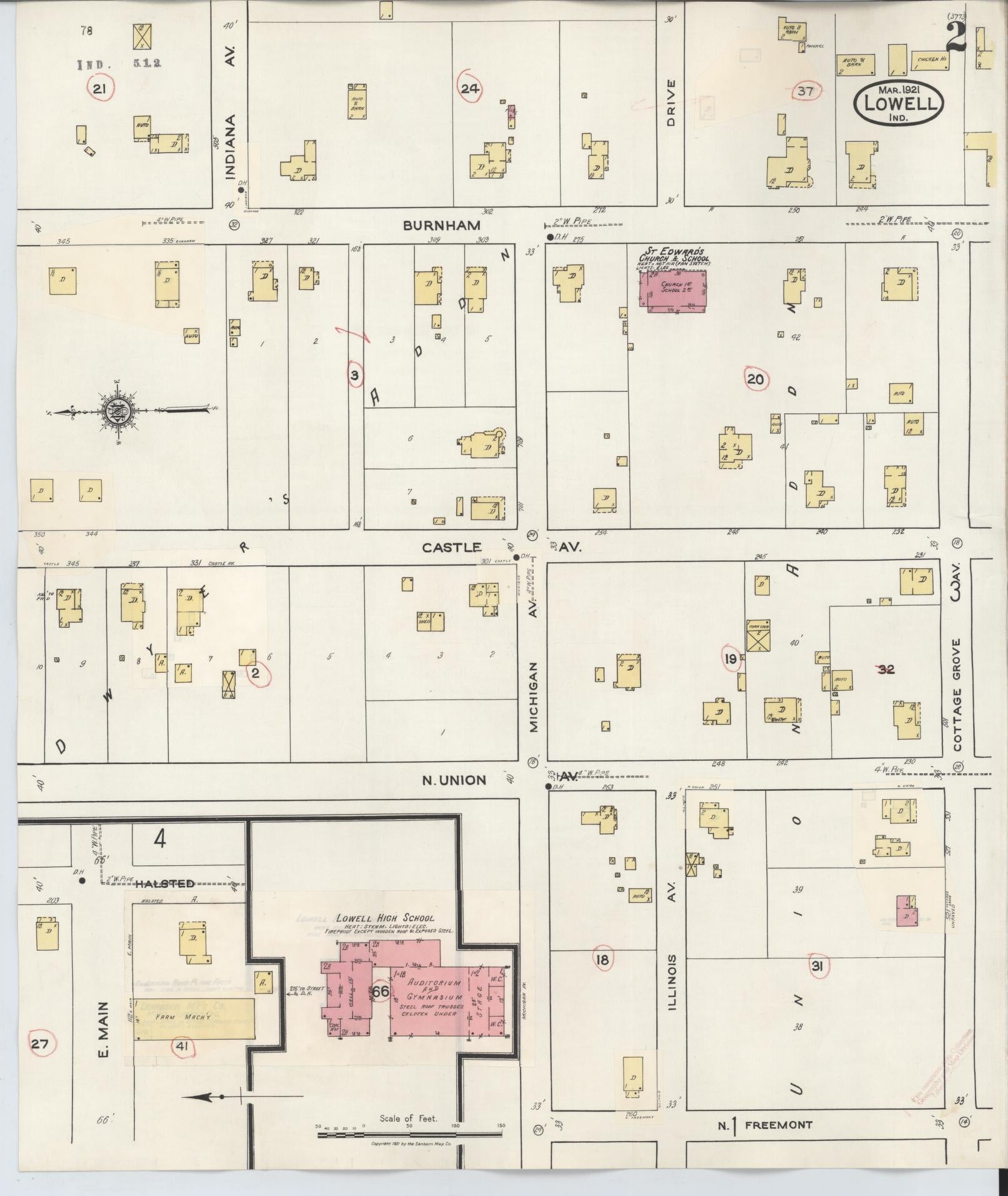 Sanborn Fire Insurance Map from Lowell, Lake County, Indiana (1942), Sheet #0002 - Complete Map Set gallery image, historic Sanborn map, vintage wall art, Indiana Indiana