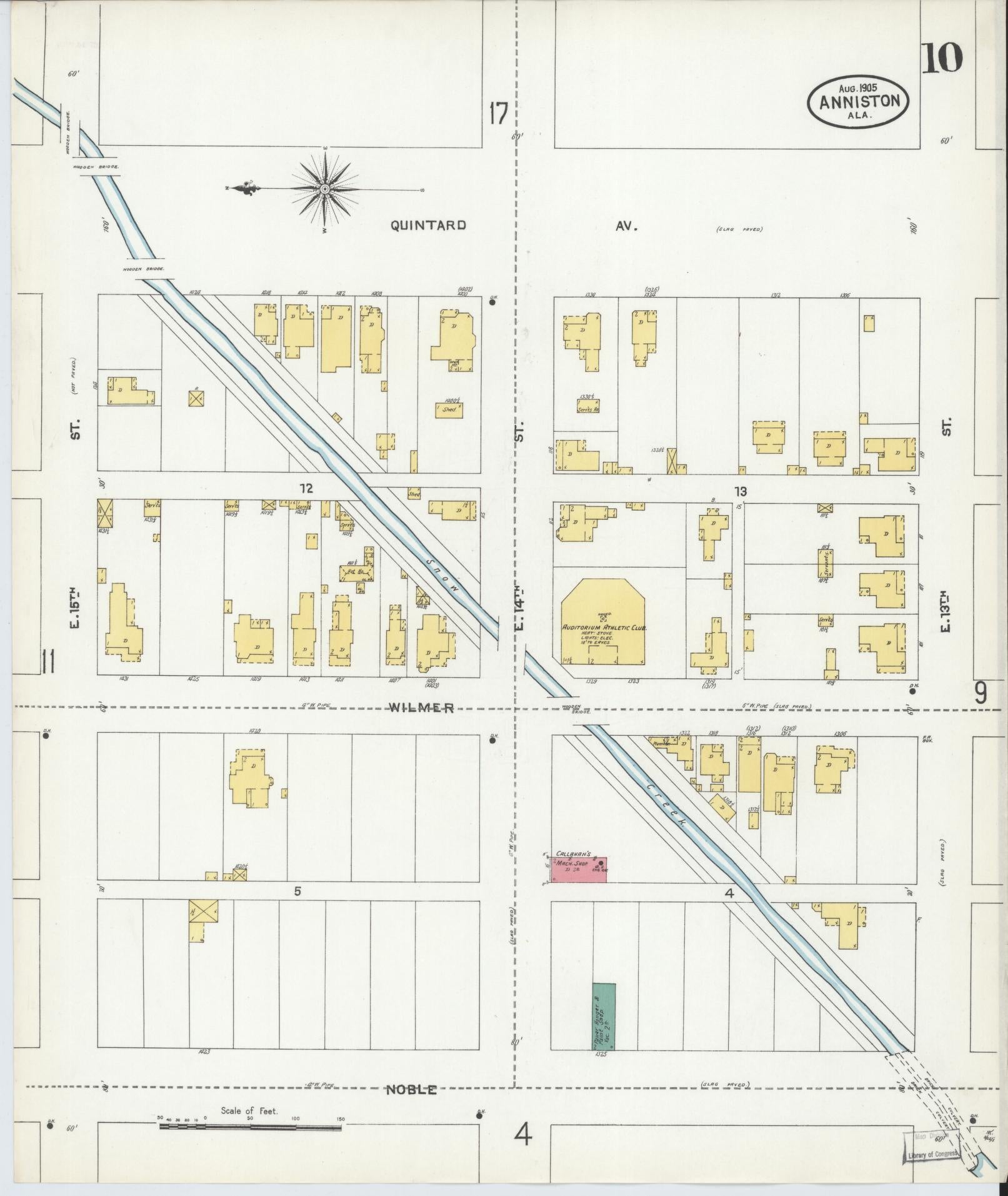 Sanborn Fire Insurance Map from Anniston, Calhoun County, Alabama (1905), Sheet #0010 - Complete Map Set gallery image, historic Sanborn map, vintage wall art, Alabama Alabama