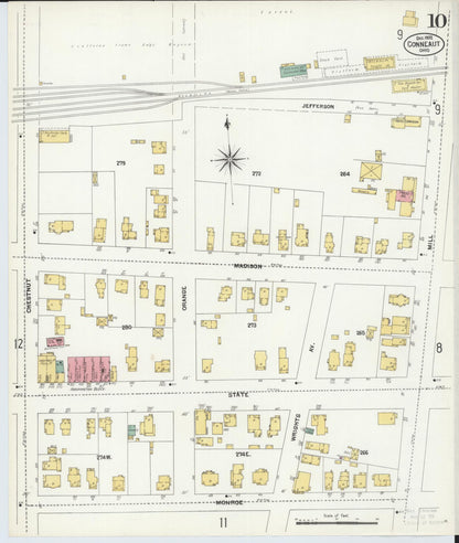 Sanborn Fire Insurance Map from Conneaut, Ashtabula County, Ohio (1902), Sheet #0010 - Historic Sanborn Fire Insurance Map Print, vintage old map wall art, antique decor, genealogy gift, Ohio Ohio map
