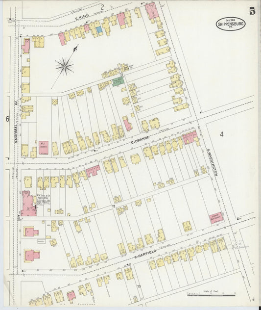 Sanborn Fire Insurance Map from Shippensburg, Cumberland And Franklin Counties, Pennsylvania (1904), Sheet #0005 - Historic Sanborn Fire Insurance Map Print, vintage old map wall art, antique decor, genealogy gift, Counties Pennsylvania map