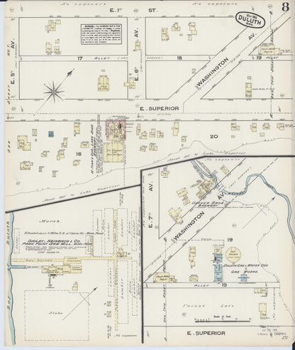 Sanborn Fire Insurance Map from Duluth, Saint Louis County, Minnesota (1884), Sheet #0008 - Complete Map Set gallery image, historic Sanborn map, vintage wall art, Minnesota Minnesota
