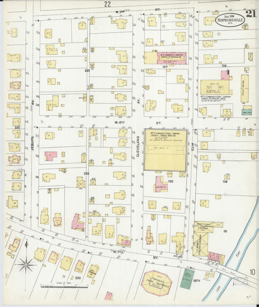 Sanborn Fire Insurance Map from Hopkinsville, Christian County, Kentucky (1906), Sheet #0021 - Historic Sanborn Fire Insurance Map Print, vintage old map wall art, antique decor, genealogy gift, Kentucky Kentucky map