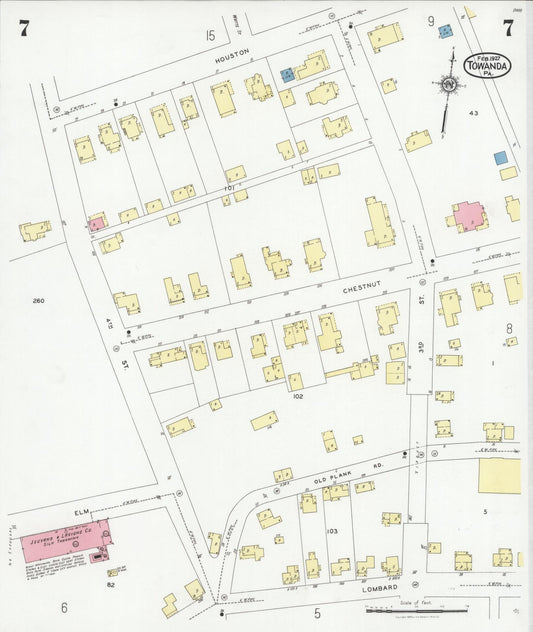 Sanborn Fire Insurance Map from Towanda, Bradford County, Pennsylvania (1927), Sheet #0007 - Historic Sanborn Fire Insurance Map Print, vintage old map wall art, antique decor, genealogy gift, Pennsylvania Pennsylvania map