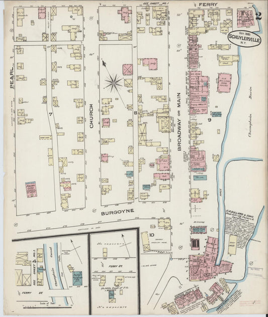 Sanborn Fire Insurance Map from Schuylerville, Saratoga County, New York (1885), Sheet #0002 - Historic Sanborn Fire Insurance Map Print, vintage old map wall art, antique decor, genealogy gift, New York New York map
