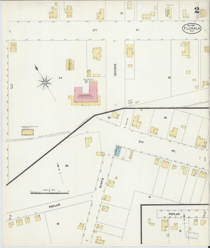 Sanborn Fire Insurance Map from Florala, Covington County, Alabama (1907), Sheet #0002 - Complete Map Set gallery image, historic Sanborn map, vintage wall art, Alabama Alabama