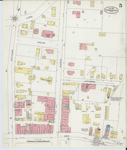 Sanborn Fire Insurance Map from Painesville, Lake County, Ohio (1898), Sheet #0005 - Historic Sanborn Fire Insurance Map Print, vintage old map wall art, antique decor, genealogy gift, Ohio Ohio map