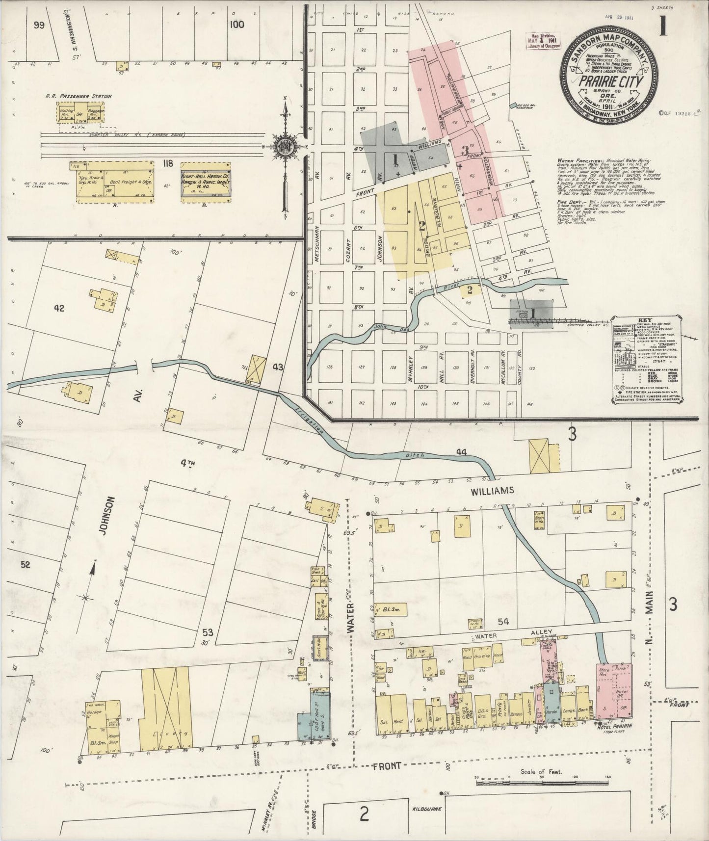 Sanborn Fire Insurance Map from Prairie City, Grant County, Oregon (1911), Sheet #0001 - Complete Map Set gallery image, historic Sanborn map, vintage wall art, Oregon Oregon
