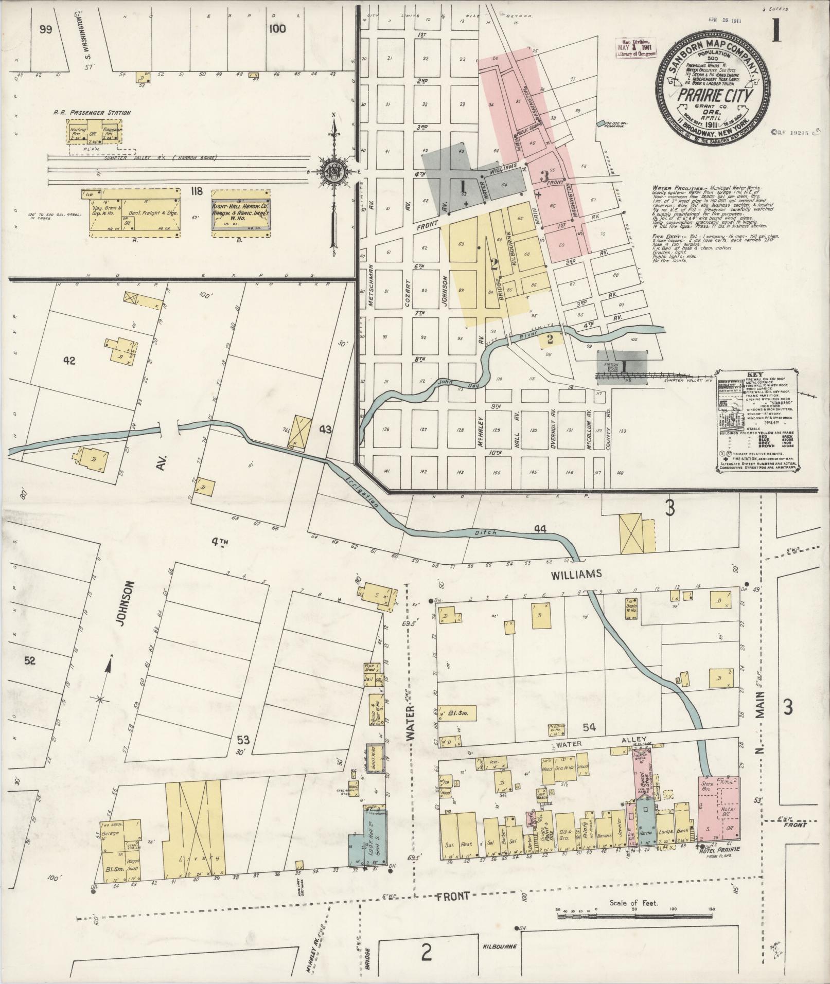 Sanborn Fire Insurance Map from Prairie City, Grant County, Oregon (1911), Sheet #0001 - Complete Map Set gallery image, historic Sanborn map, vintage wall art, Oregon Oregon