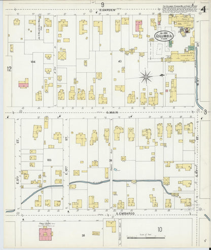 Sanborn Fire Insurance Map from Columbia, Maury County, Tennessee (1899), Sheet #0004 - Complete Map Set gallery image, historic Sanborn map, vintage wall art, Tennessee Tennessee