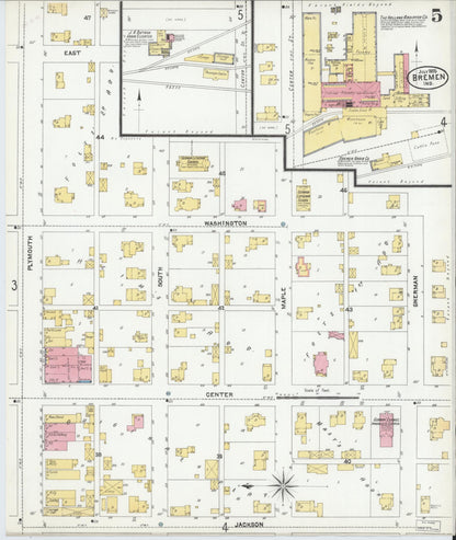 Sanborn Fire Insurance Map from Bremen, Marshall County, Indiana (1905), Sheet #0005 - Complete Map Set gallery image, historic Sanborn map, vintage wall art, Indiana Indiana