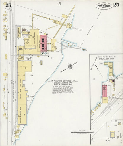 Sanborn Fire Insurance Map from Port Angeles, Clallam County, Washington (1924), Sheet #0025 - Complete Map Set gallery image, historic Sanborn map, vintage wall art, Washington Washington