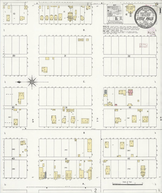 Sanborn Fire Insurance Map from Little Falls [see also Vader], Lewis County, Washington (1909), Sheet #0001 - Historic Sanborn Fire Insurance Map Print, vintage old map wall art, antique decor, genealogy gift, Washington Washington map
