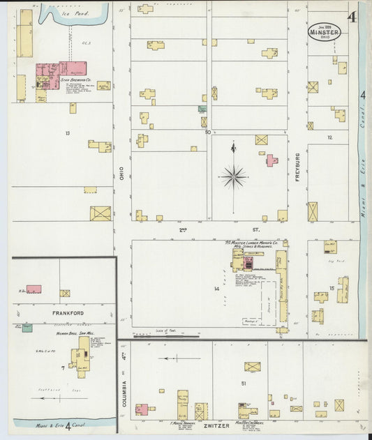 Sanborn Fire Insurance Map from Minster, Auglaize County, Ohio (1899), Sheet #0004 - Historic Sanborn Fire Insurance Map Print, vintage old map wall art, antique decor, genealogy gift, Ohio Ohio map