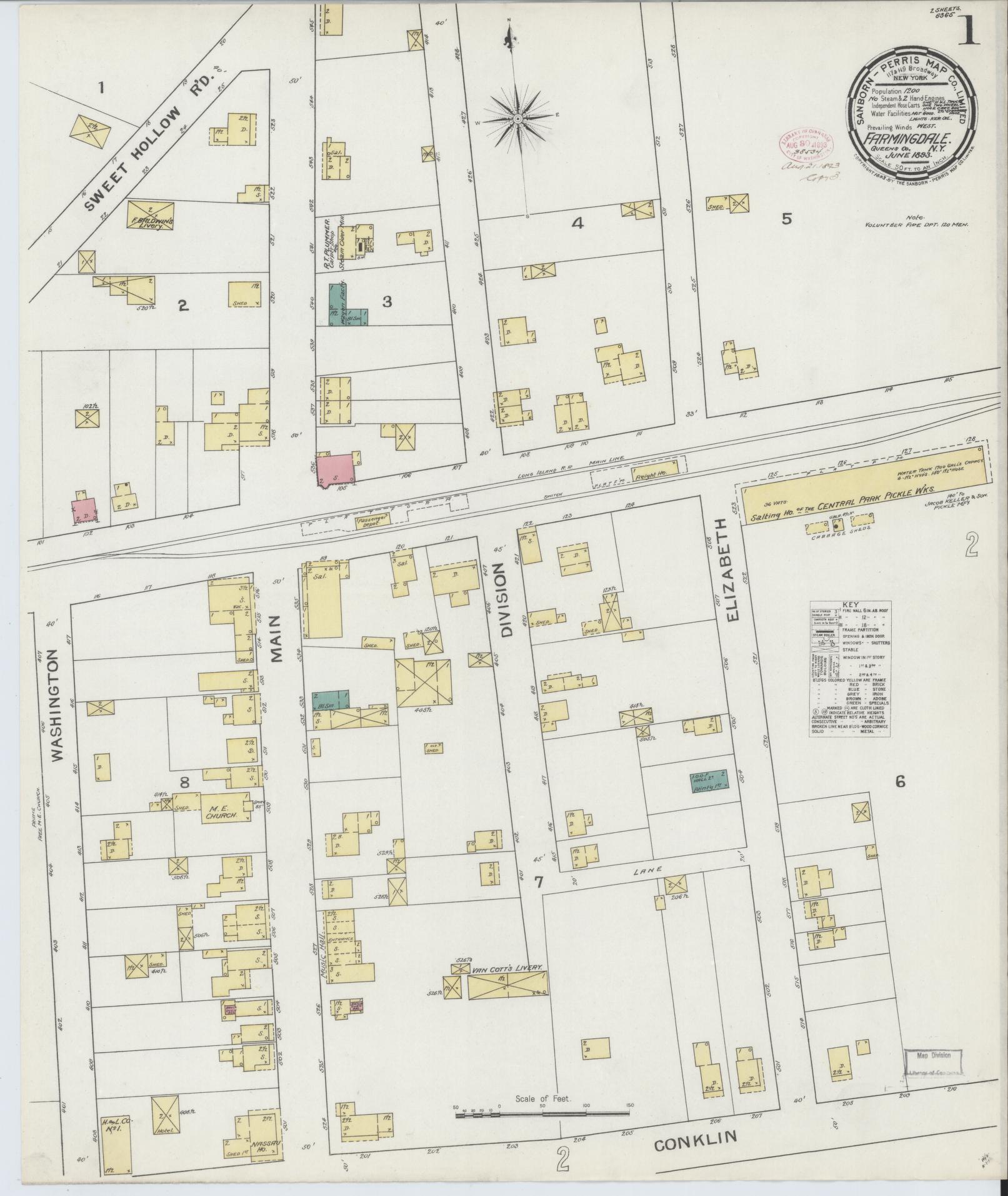 Sanborn Fire Insurance Map from Farmingdale, Nassau County, New York. (1893) – Historic Sanborn Fire Insurance Map Print
