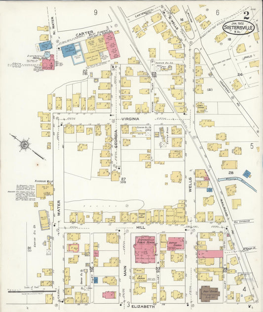 Sanborn Fire Insurance Map from Sistersville, Tyler County, West Virginia (1922), Sheet #0002 - Historic Sanborn Fire Insurance Map Print, vintage old map wall art, antique decor, genealogy gift, West Virginia West Virginia map
