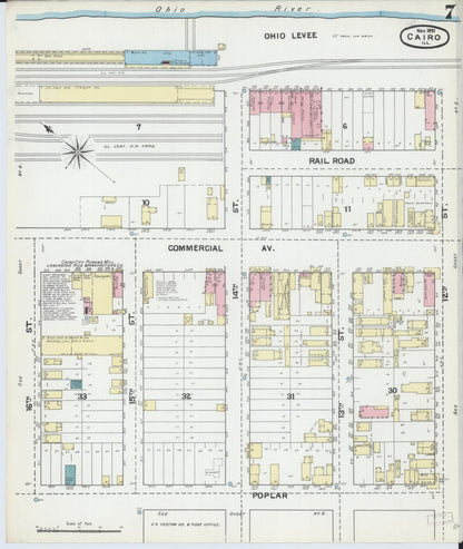 Sanborn Fire Insurance Map from Cairo, Alexander County, Illinois (1891), Sheet #0007 - Complete Map Set gallery image, historic Sanborn map, vintage wall art, Illinois Illinois