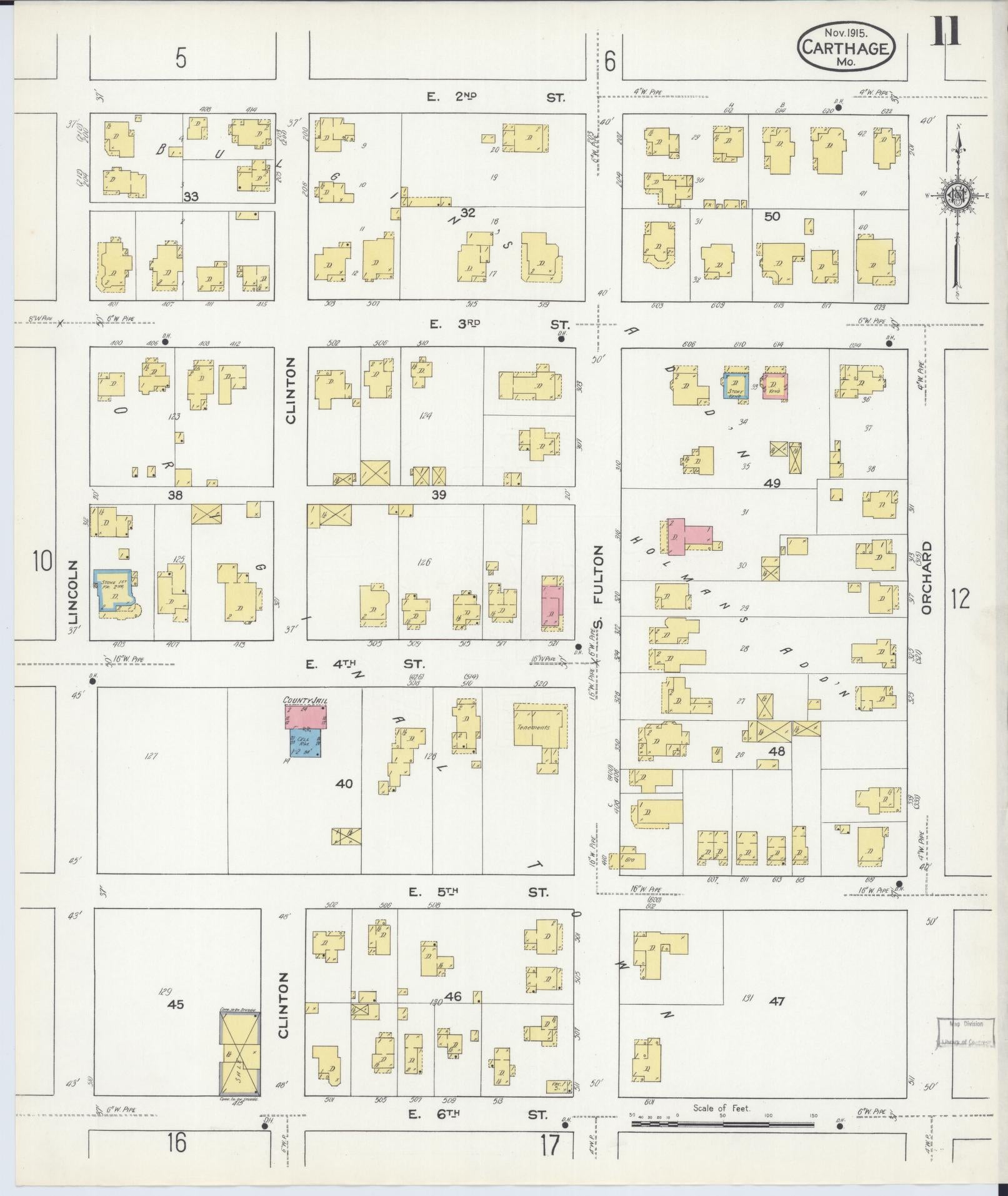 Sanborn Fire Insurance Map from Carthage, Jasper County, Missouri (1915), Sheet #0011 - Complete Map Set gallery image, historic Sanborn map, vintage wall art, Missouri Missouri