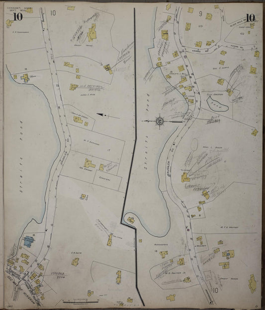 Sanborn Fire Insurance Map from Cohasset, Norfolk County, Massachusetts (1952), Sheet #0010 - Historic Sanborn Fire Insurance Map Print, vintage old map wall art, antique decor, genealogy gift, Massachusetts Massachusetts map