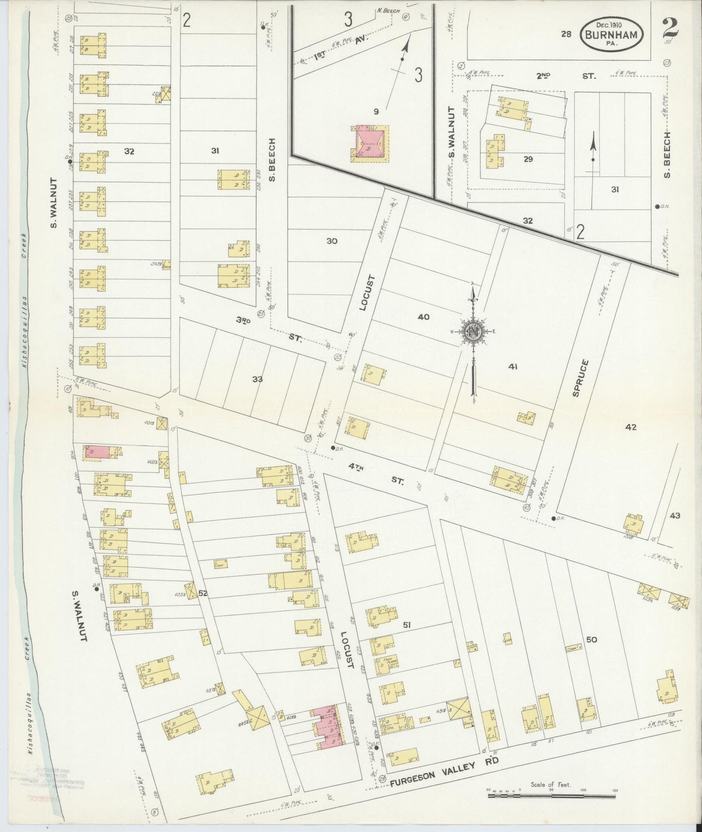 Sanborn Fire Insurance Map from Burnham, Mifflin County, Pennsylvania (1910), Sheet #0002 - Historic Sanborn Fire Insurance Map Print, vintage old map wall art, antique decor, genealogy gift, Pennsylvania Pennsylvania map