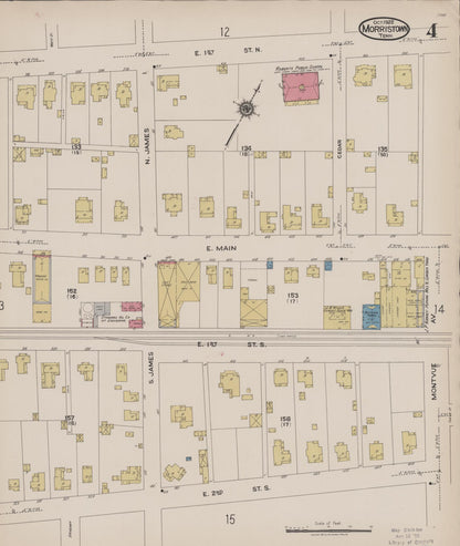 Sanborn Fire Insurance Map from Morristown, Hamblen County, Tennessee (1922), Sheet #0004 - Complete Map Set gallery image, historic Sanborn map, vintage wall art, Tennessee Tennessee