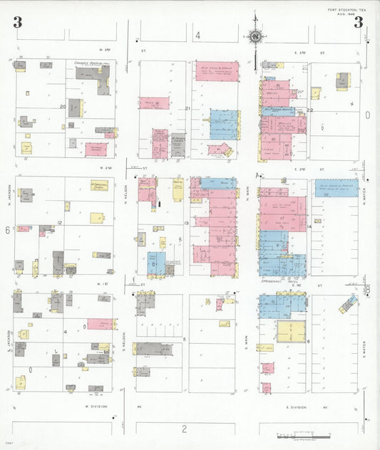 Sanborn Fire Insurance Map from Fort Stockton, Pecos County, Texas (1946), Sheet #0003 - Historic Sanborn Fire Insurance Map Print, vintage old map wall art, antique decor, genealogy gift, Texas Texas map