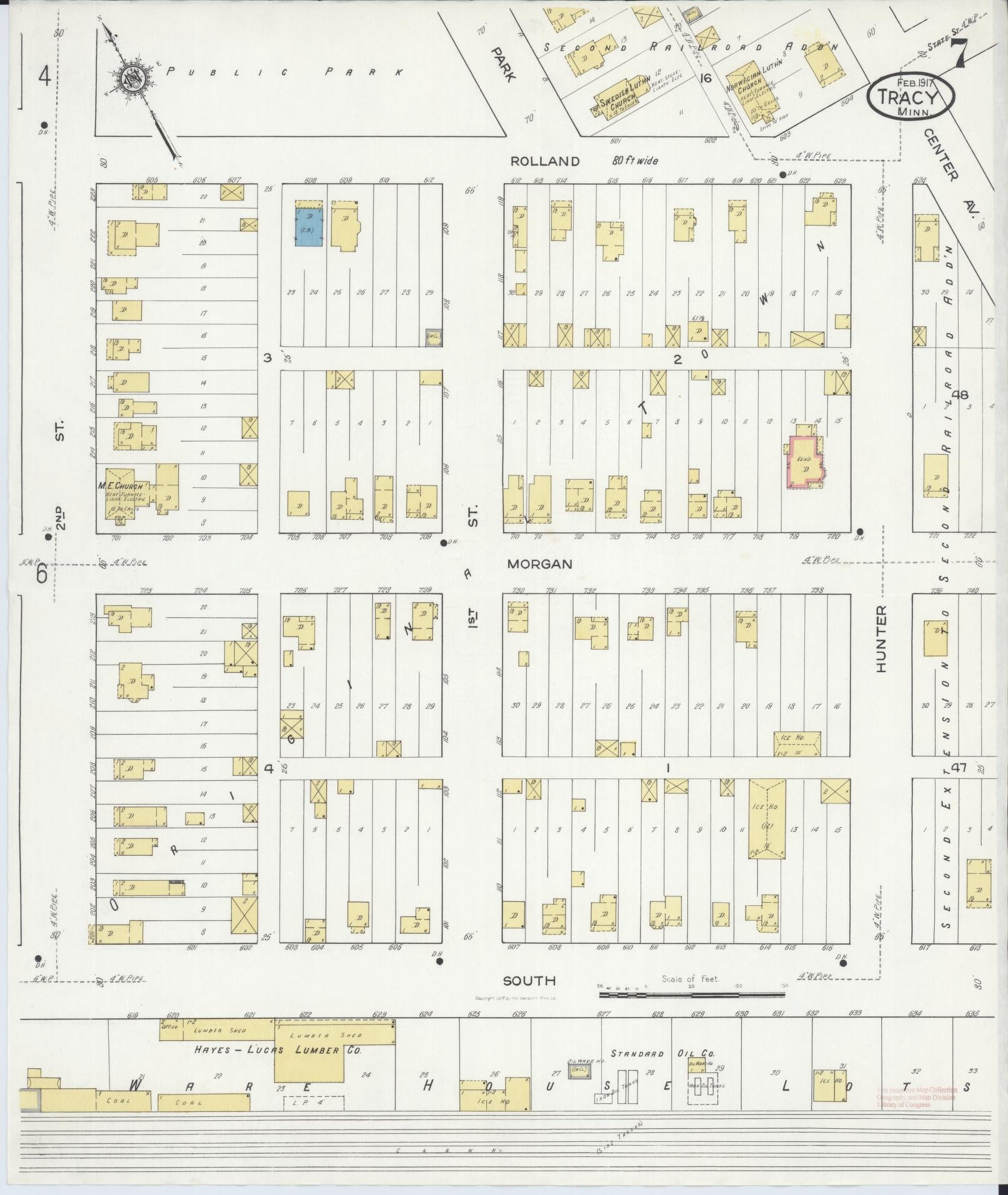Sanborn Fire Insurance Map from Tracy, Lyon County, Minnesota (1917), Sheet #0007 - Historic Sanborn Fire Insurance Map Print, vintage old map wall art, antique decor, genealogy gift, Minnesota Minnesota map