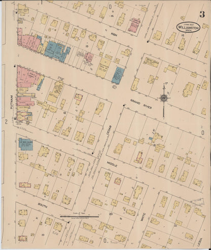 Sanborn Fire Insurance Map from Williamston, Ingham County, Michigan (1922), Sheet #0003 - Historic Sanborn Fire Insurance Map Print, vintage old map wall art, antique decor, genealogy gift, Michigan Michigan map