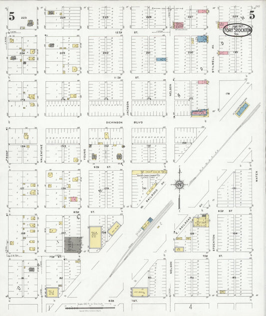 Sanborn Fire Insurance Map from Fort Stockton, Pecos County, Texas (1927), Sheet #0005 - Historic Sanborn Fire Insurance Map Print, vintage old map wall art, antique decor, genealogy gift, Texas Texas map