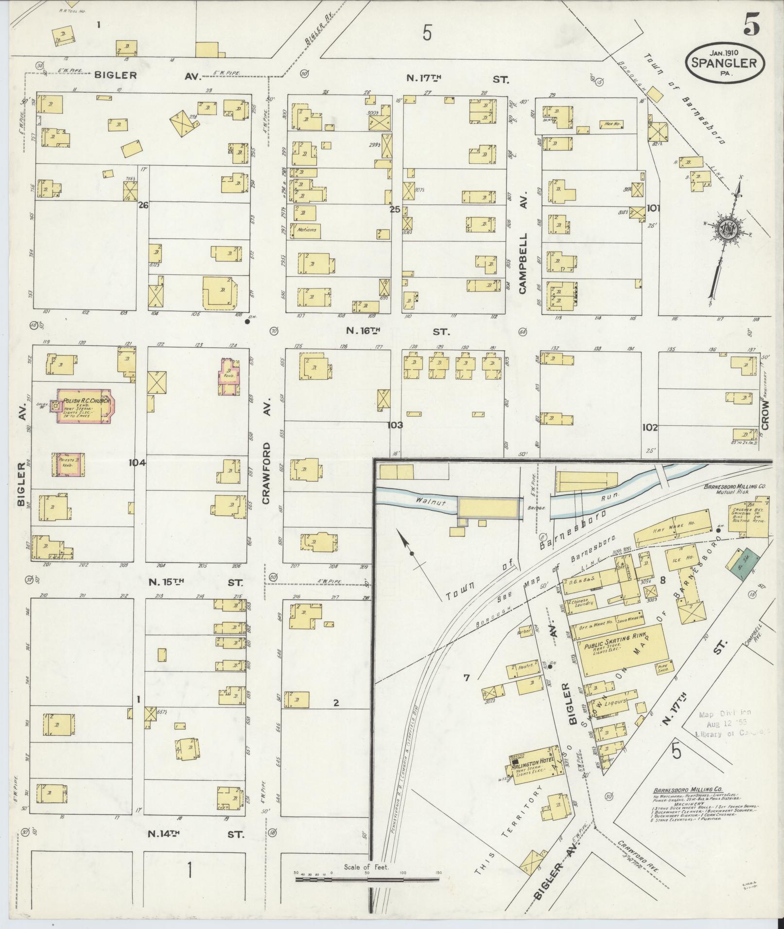 Sanborn Fire Insurance Map from Spangler, Cambria County, Pennsylvania (1910), Sheet #0005 - Complete Map Set gallery image, historic Sanborn map, vintage wall art, Pennsylvania Pennsylvania